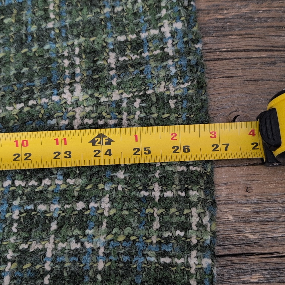 DANIER Made in Canada Wool Blend Tweed Midi Skirt Green Blue Plaid Size 8 - Picture 15 of 16